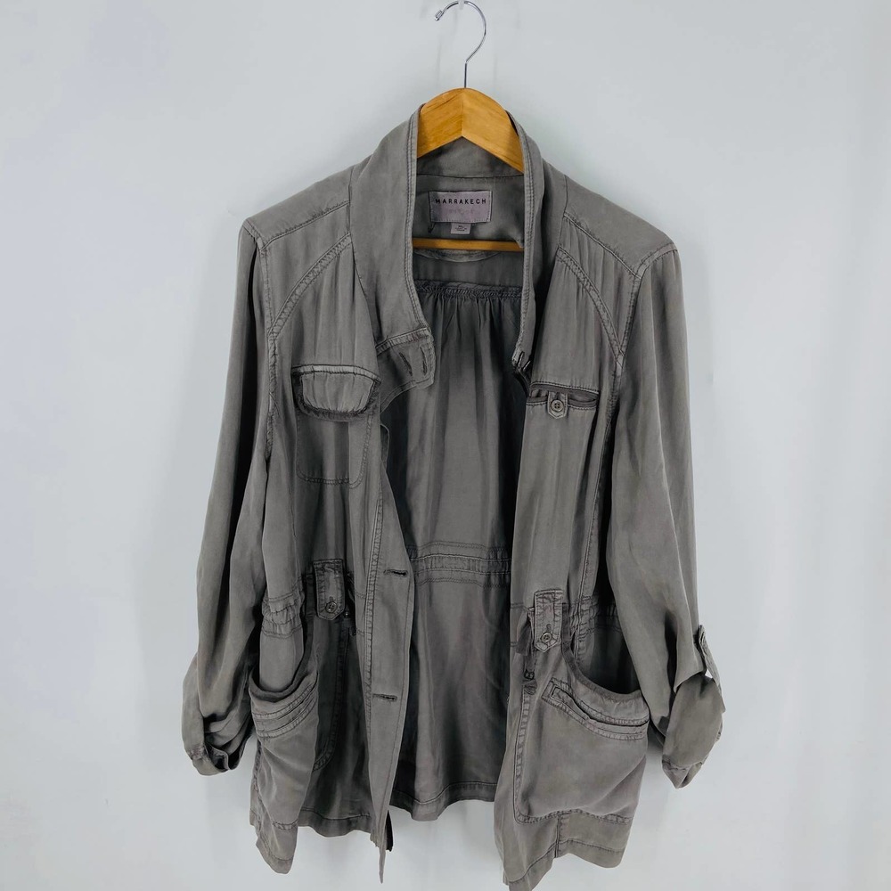 COPY - Anthropologie Marrakech Gray Lyocell Penny Utility Anorak Cinch Waist Ja…